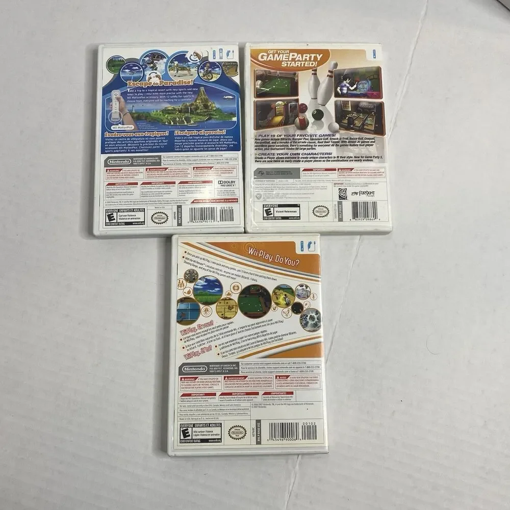 Wii Sports, Wii Game Party 3, Wii Play Lot Of 3 Tested And Works